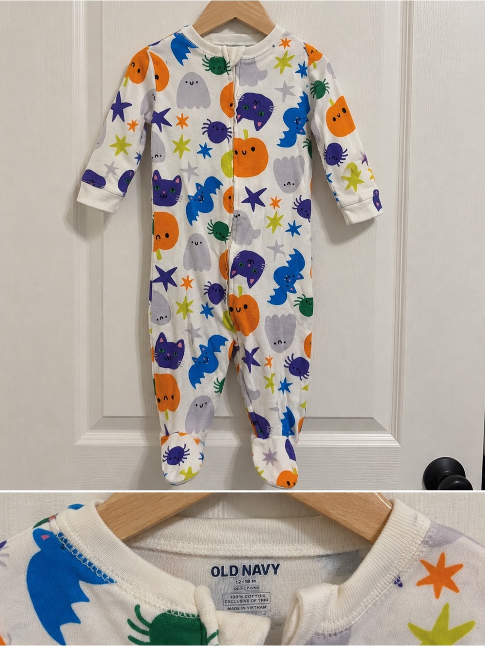Old Navy White Footed Halloween Monster Print One-Piece